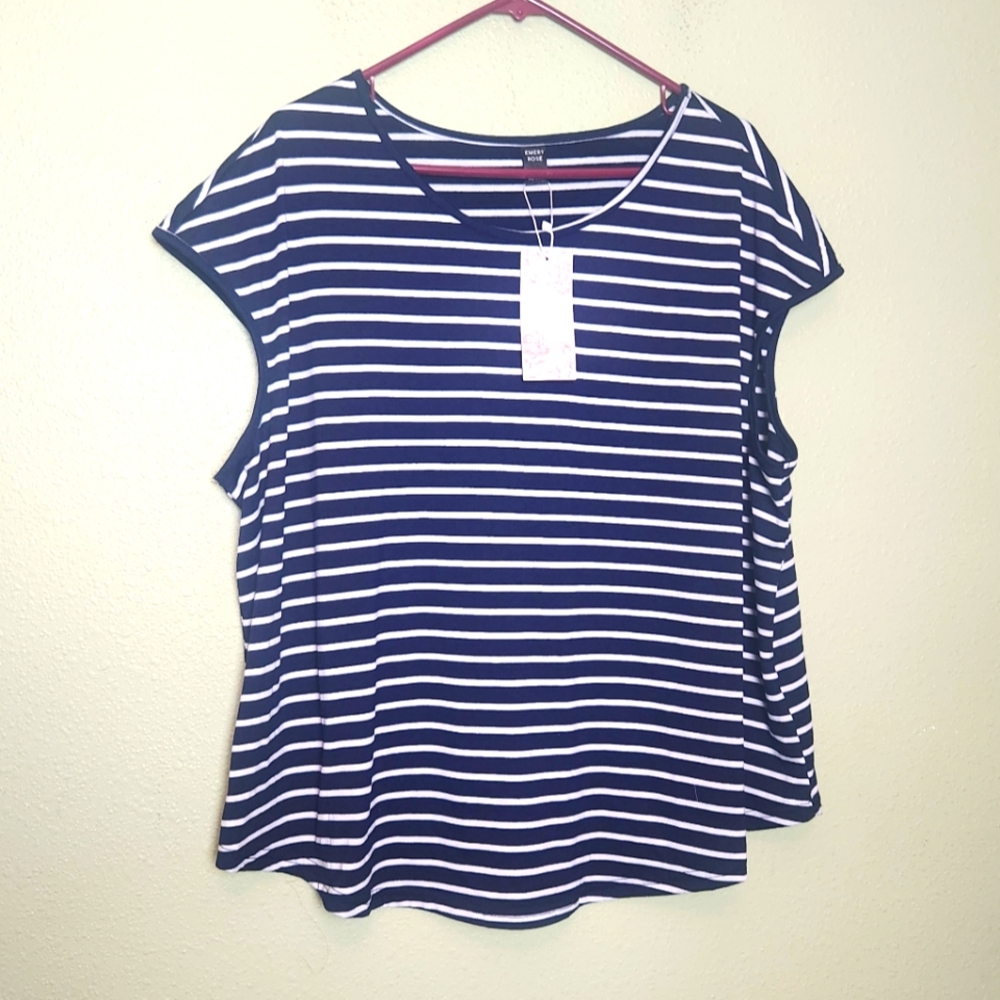 Emery Rose Nautical Striped Top Size 3XL